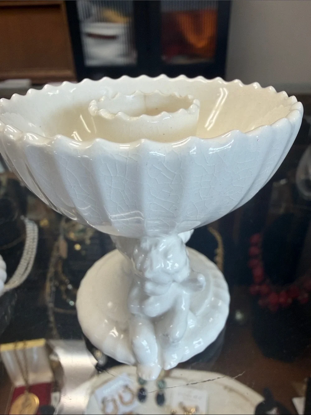 White Ceramic Cherub Candle Holder Pair - Elegant Home Accents